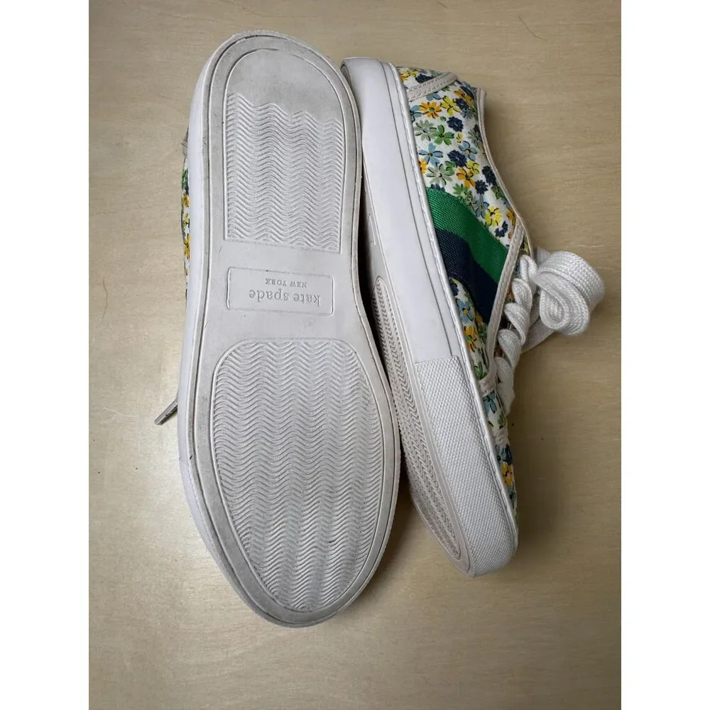 Kate Spade New York Izzy Canvas Floral Lace Up Sneakers Womens 5B Preppy Cottage